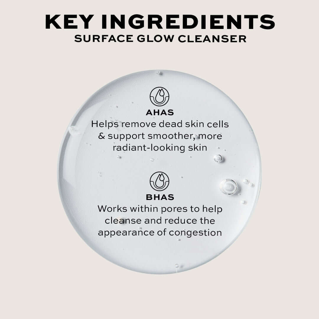 Key ingredients for Revolution Pro Miracle Surface Glow AHA + BHA Radiance Gel Cleanser: AHAs and BHAs benefits.