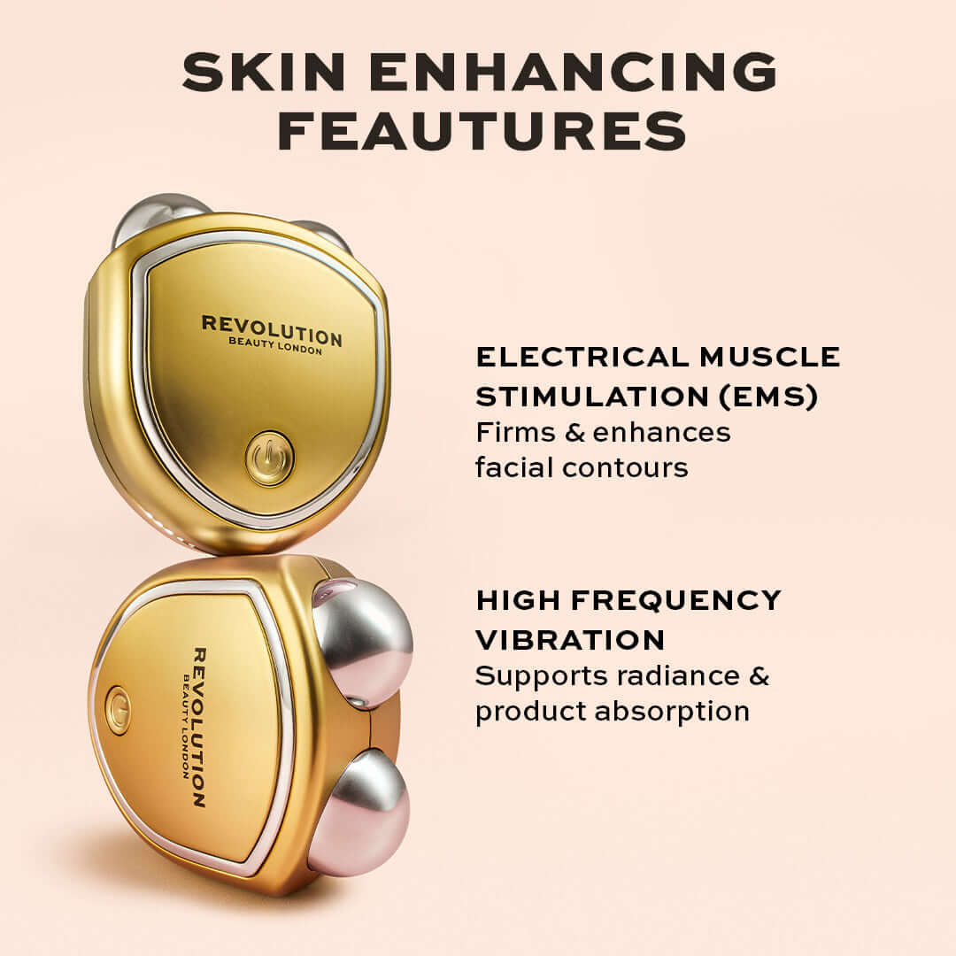 Revolution Pro Miracle The Teddy Toner Gold showcasing skin-enhancing features for facial contouring and radiance.