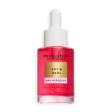 Revolution Pro Miracle EGF & NAD+ Youth Boost Serum in a glass bottle with dropper, vibrant pink liquid, skincare product.