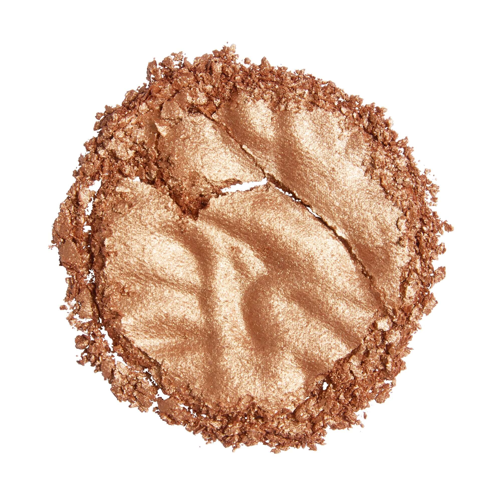 Revolution Reloaded Highlighter in a shimmering bronze shade, showcasing its smooth, talc-free formula.