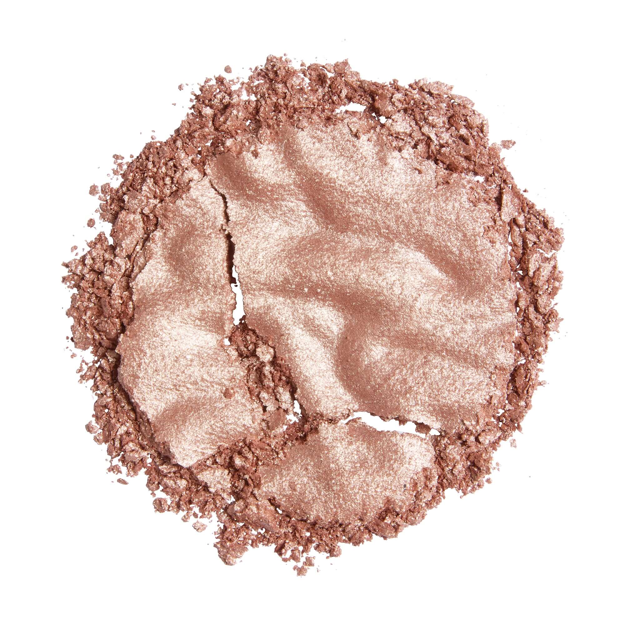 Revolution Reloaded Highlighter in a shimmering powder form, showcasing a radiant metallic finish on a white background.