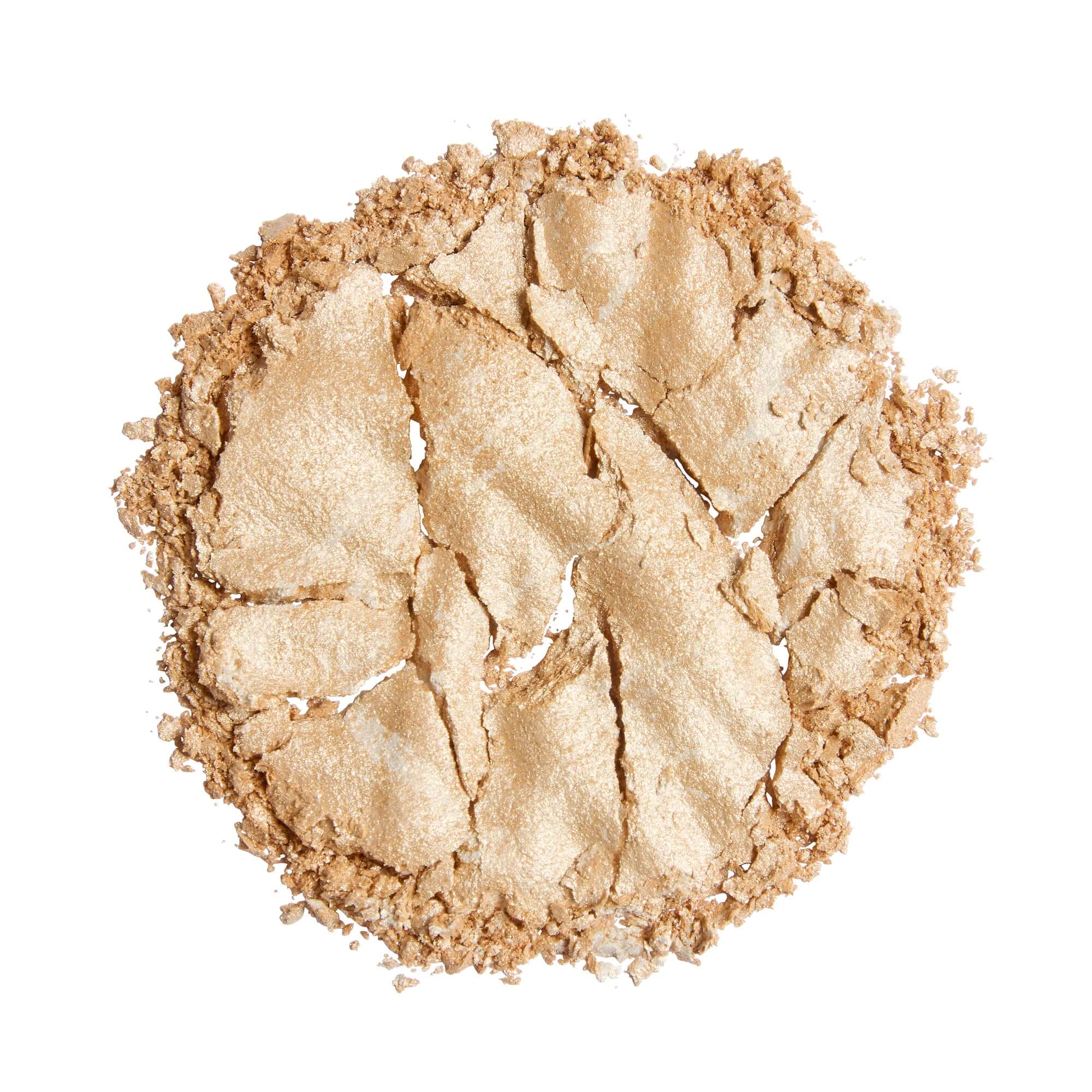 Revolution Reloaded Highlighter swatch of a shimmering gold powder on a white background.