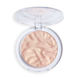 Revolution Reloaded Highlighter compact showcasing a shimmering, talc-free powder for a radiant complexion.