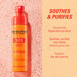 Revolution SOS Barrier Support Hypochlorous Acid Facial Mist in a refreshing mist bottle, soothing and purifying skin.