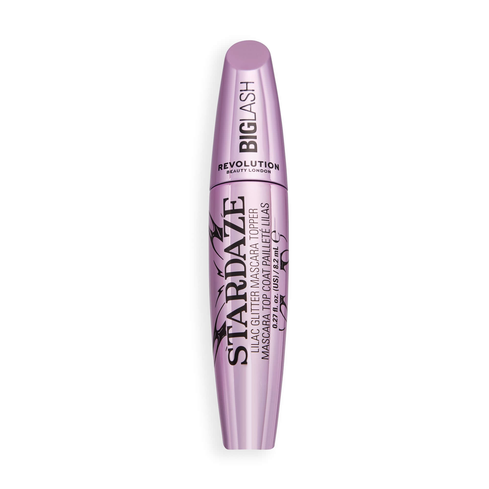 Revolution Stardaze Glitter Mascara Fairy Lilac packaging on a white background, featuring the iridescent lilac glitter formula.