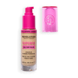 Revolution Superfix Blur Longwear Foundation in a pump bottle designed for longwear blurring coverage.