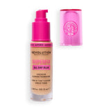 Revolution Superfix Blur Longwear Foundation bottle with pump and cap, featuring soft matte, longwear coverage.