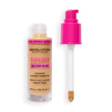 Revolution Superfix Blur Longwear Foundation bottle with applicator on white background
