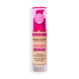 Revolution Superfix Blur Longwear Foundation in color F5NW with soft matte finish and hyaluronic acid for hydration.