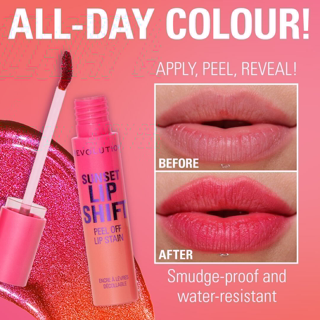Revolution Sunset Lip Shift Peel Off Lip Stain Flushed Pink