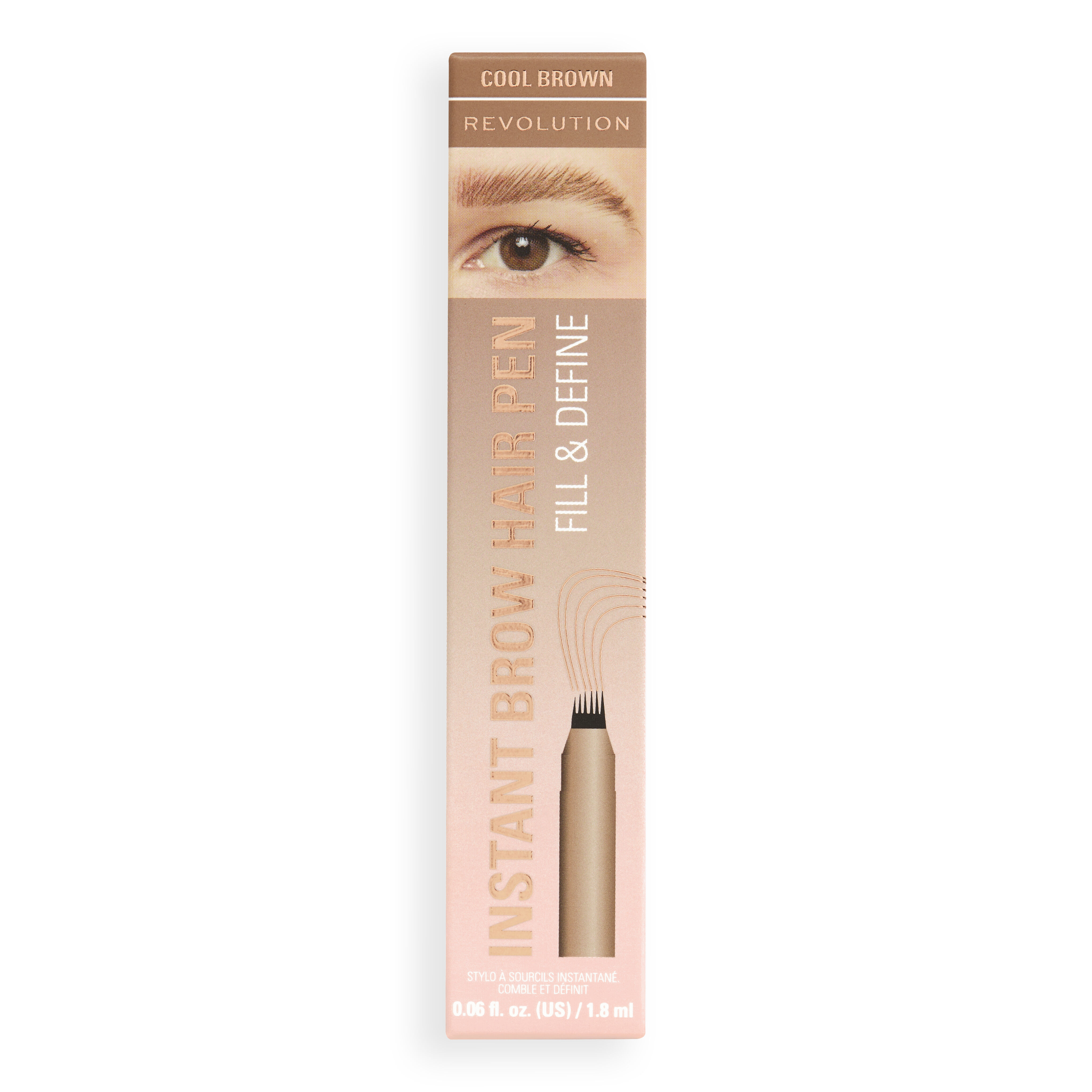 Revolution Instant Brow Hair Pen Cool Brown