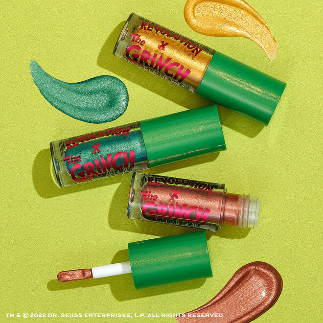 The Grinch x Makeup Revolution Don't Give a Grinch Liquid Eyeshadow Set