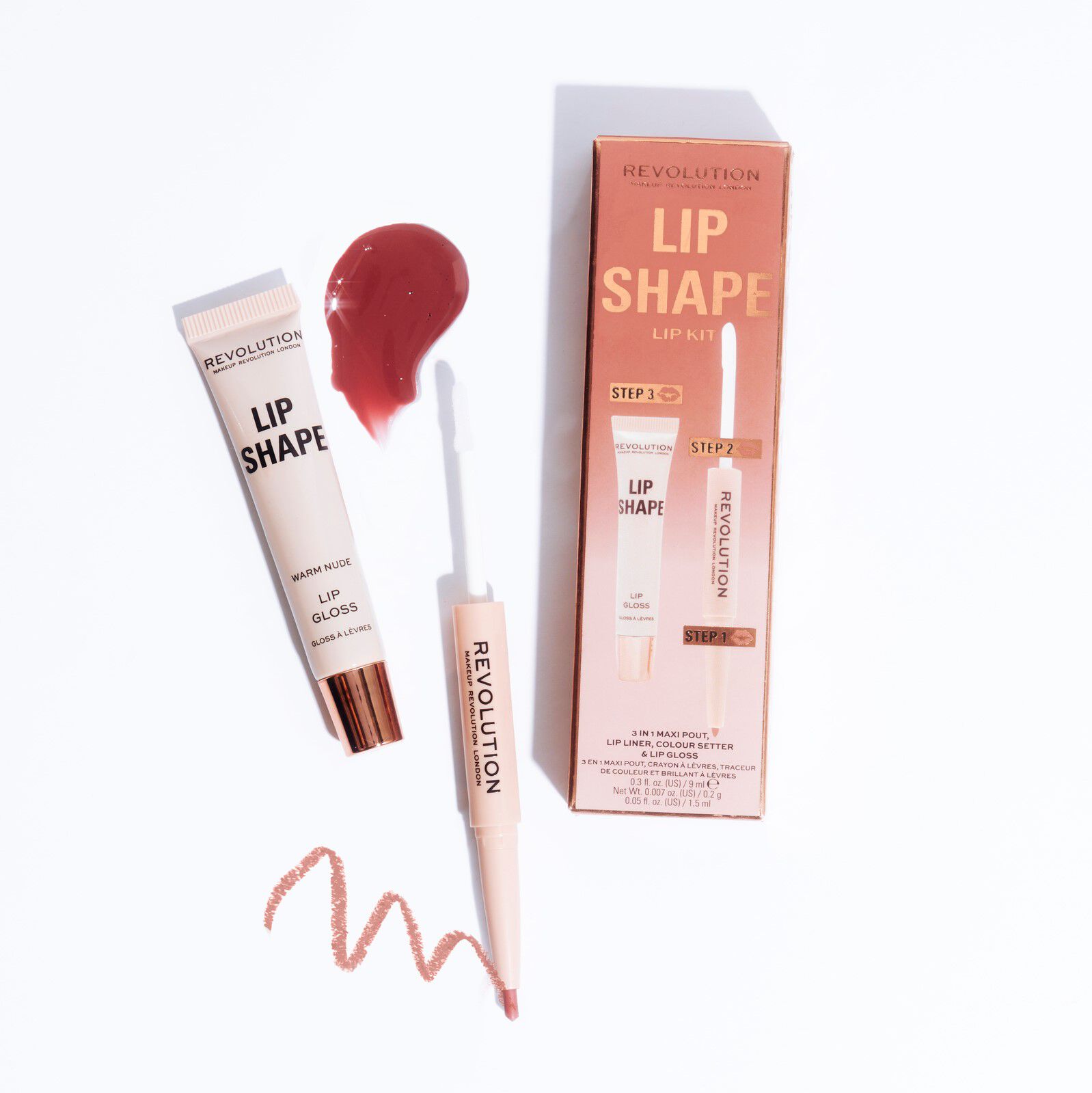 Makeup Revolution Lip Shape Kit Rose Pink