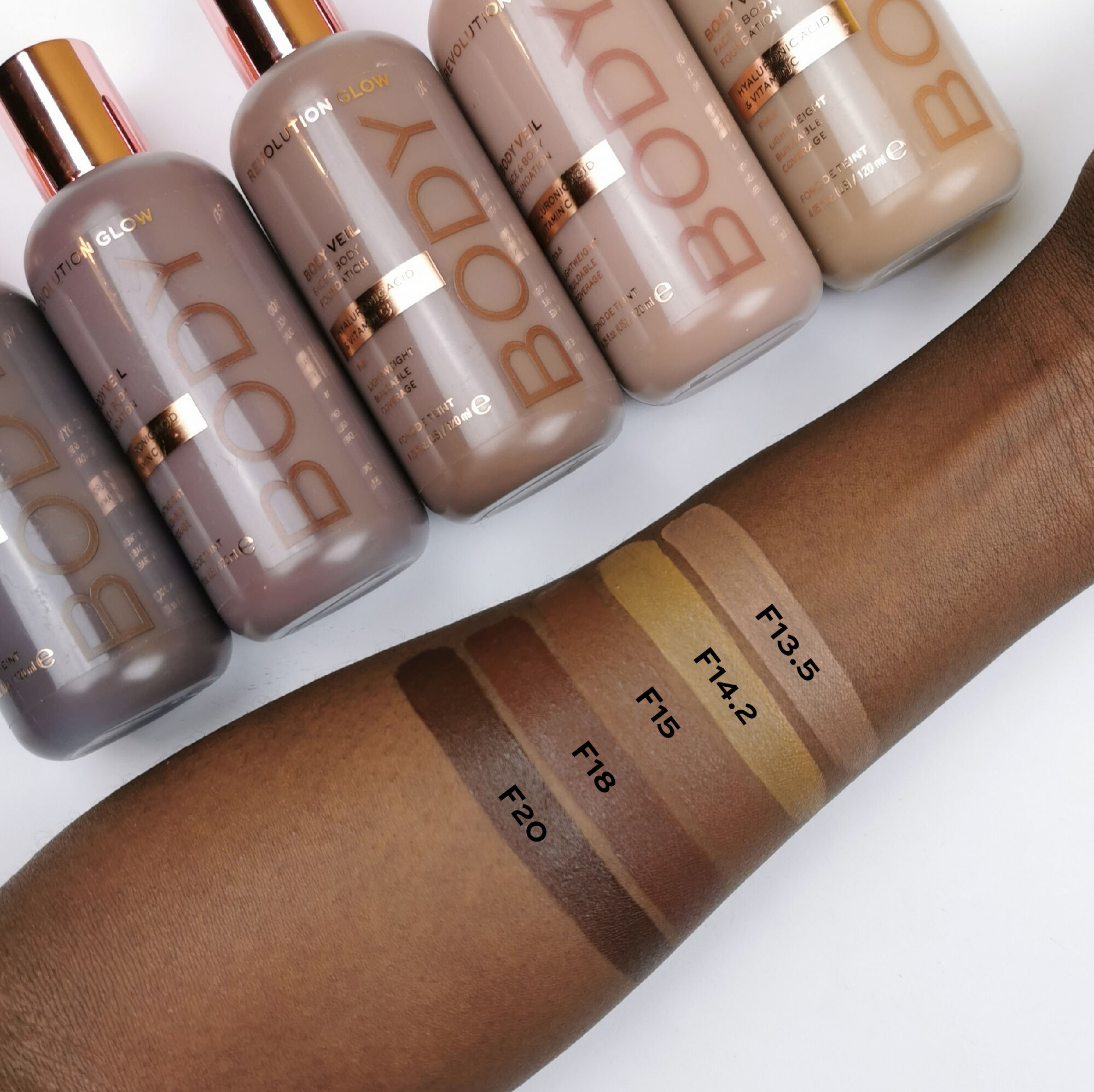 Makeup Revolution Body Veil Face & Body Foundation F20