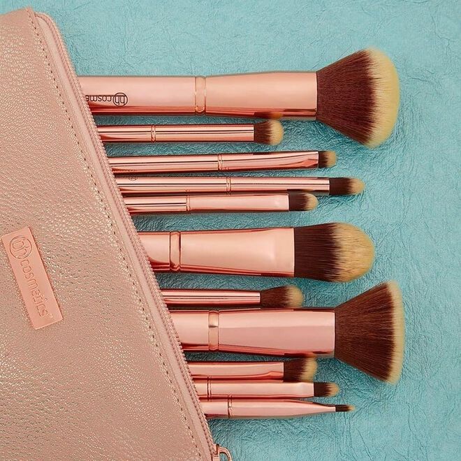 BH Metal Rose 11 Piece Brush Set With Cosmetic Bag