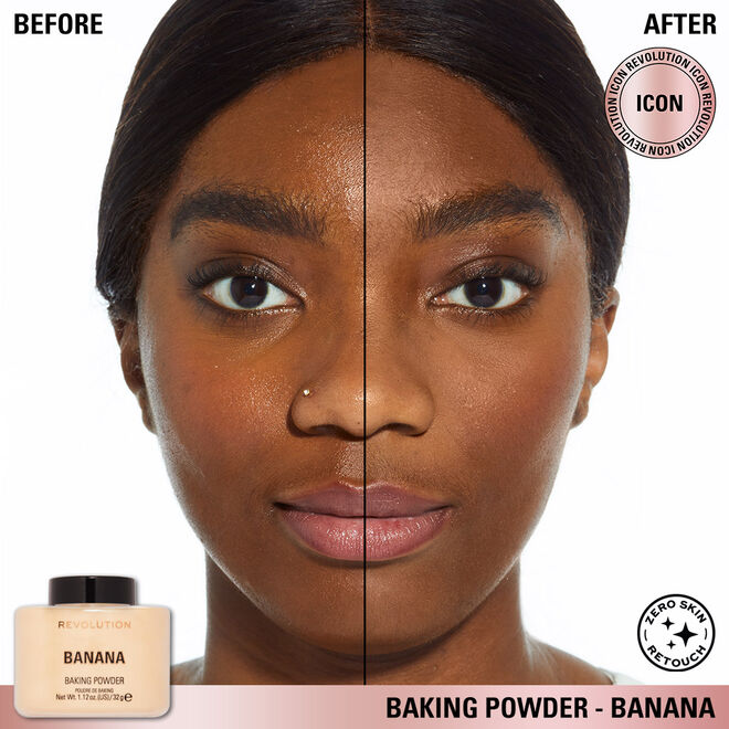 before and after using banana powder