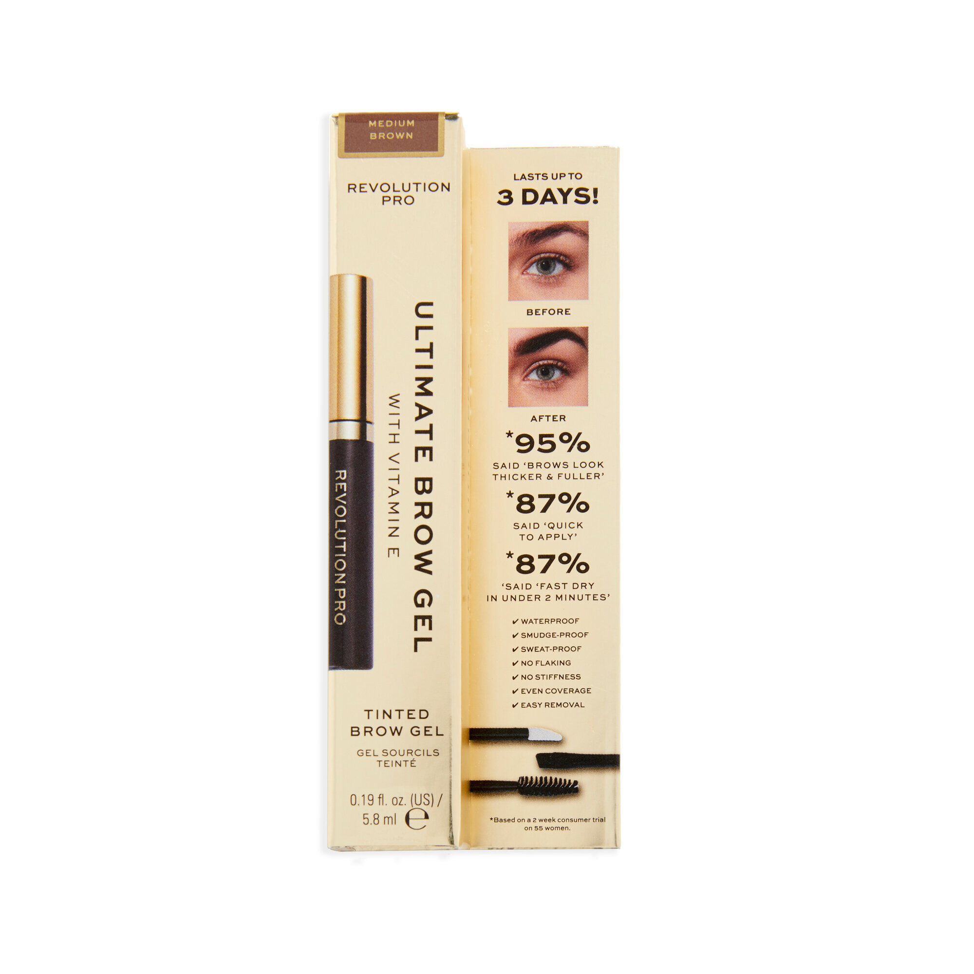 Revolution Pro Ultimate Brow Gel Medium Brown