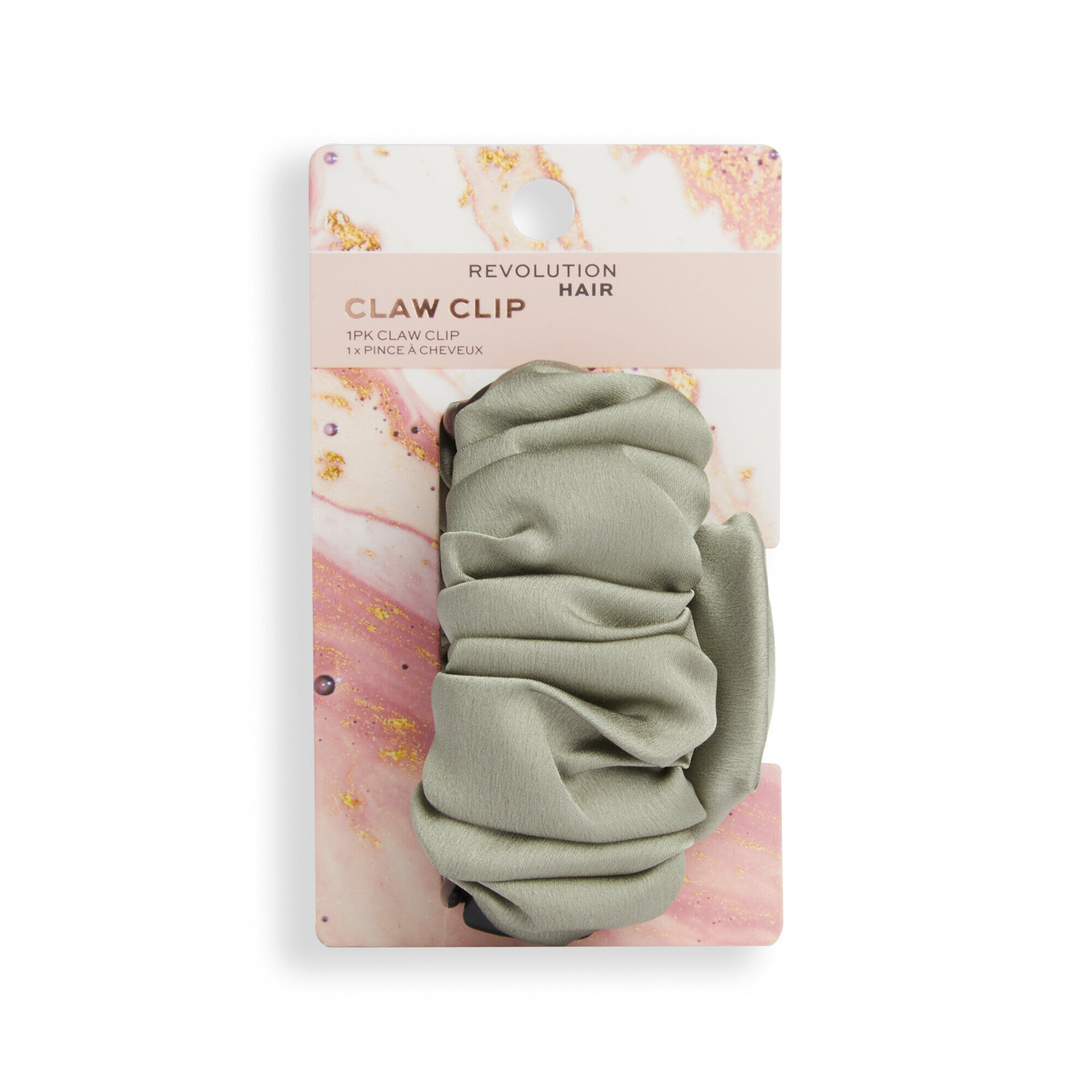 Revolution Haircare Ruched Satin Claw Clip Khaki