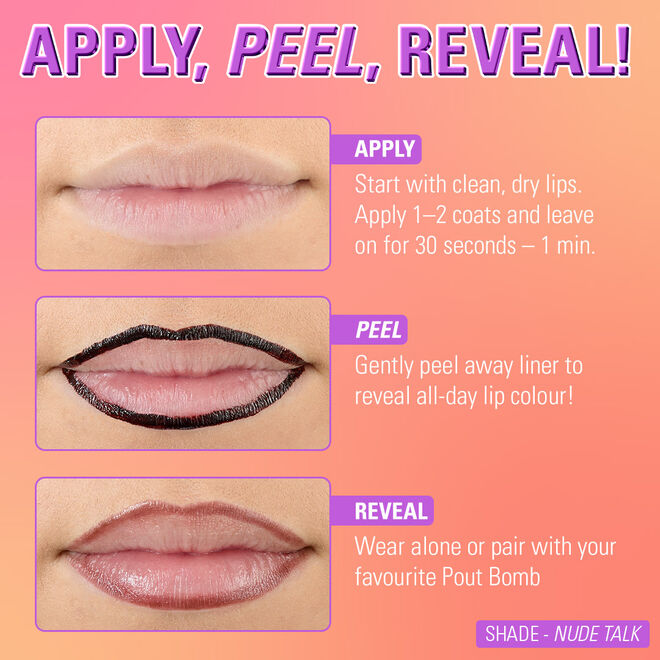 Revolution Lip Shift Ink Peel Off Lipliner Stain Nude Talk