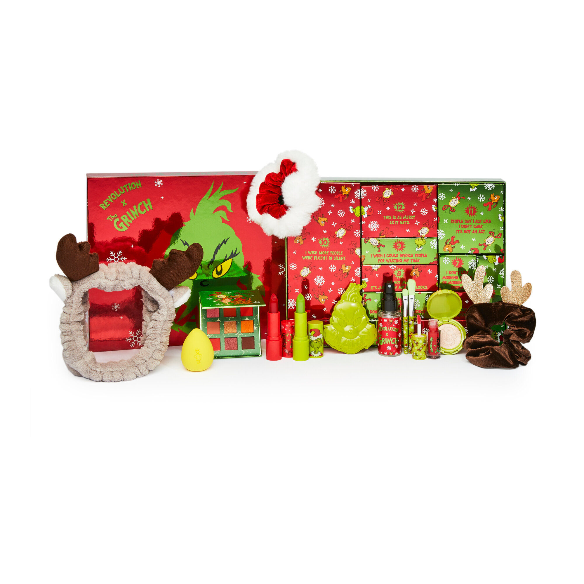 The Grinch x Makeup Revolution 12 Days Advent Calendar | Revolution Beauty
