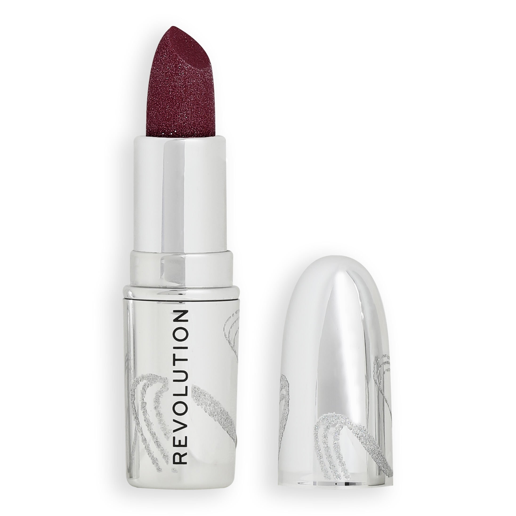Revolution Metallic Muse Glitter Lipstick Iced Berry