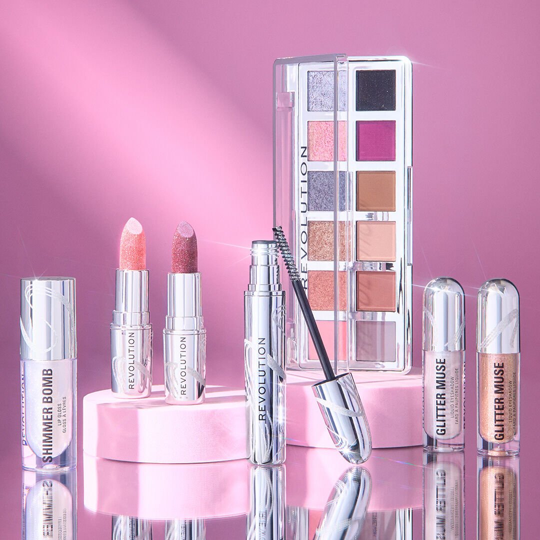 Revolution Metallic Muse Glitter Lipstick Iced Berry