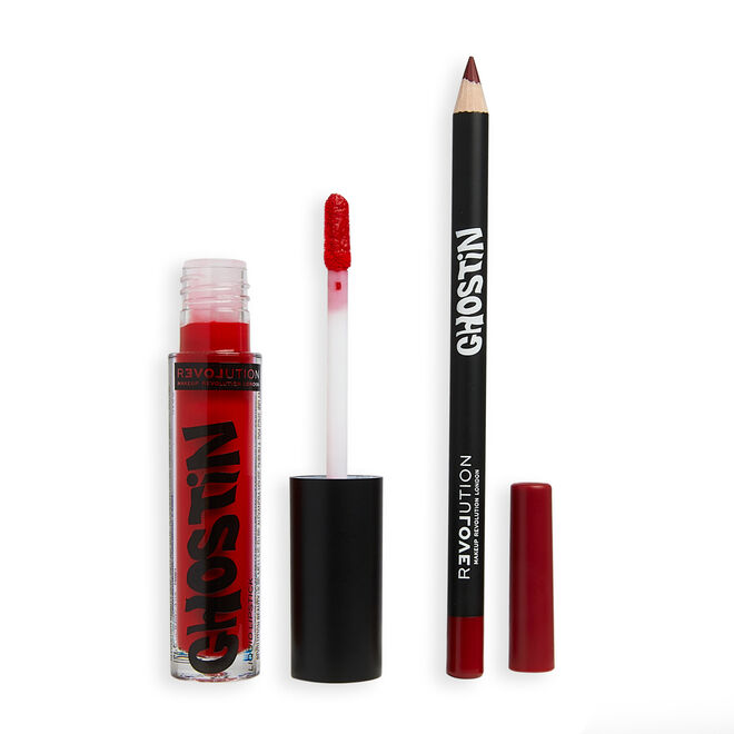Relove By Revolution Ghostin Lip Kit Red Matte Swoon Revolution Beauty