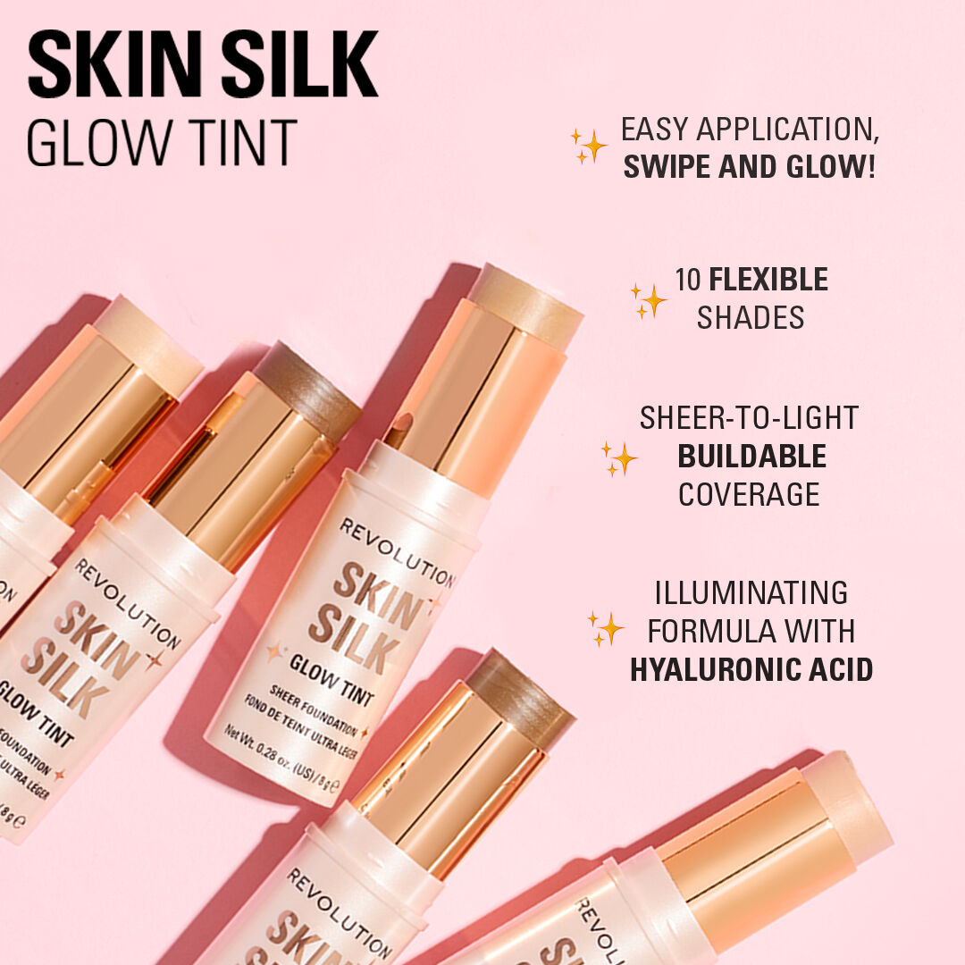 Revolution Skin Silk Glow Tint Sheer Foundation Stick Medium Tan Neutral