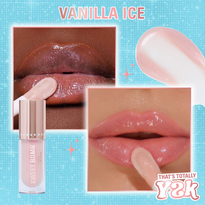 Makeup Revolution Y2k Sweet Bomb Lip Gloss Vanilla Ice White Holo