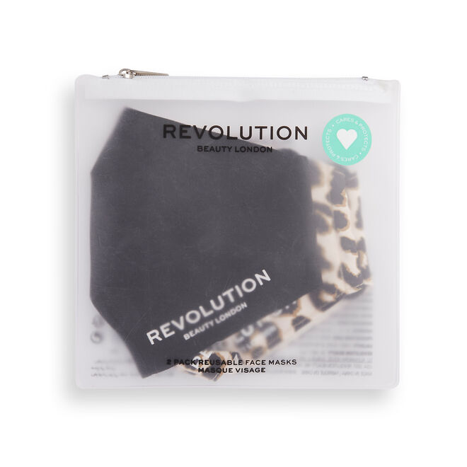 Makeup Revolution Re-useable Fabric Face Covering Black 2 Pack