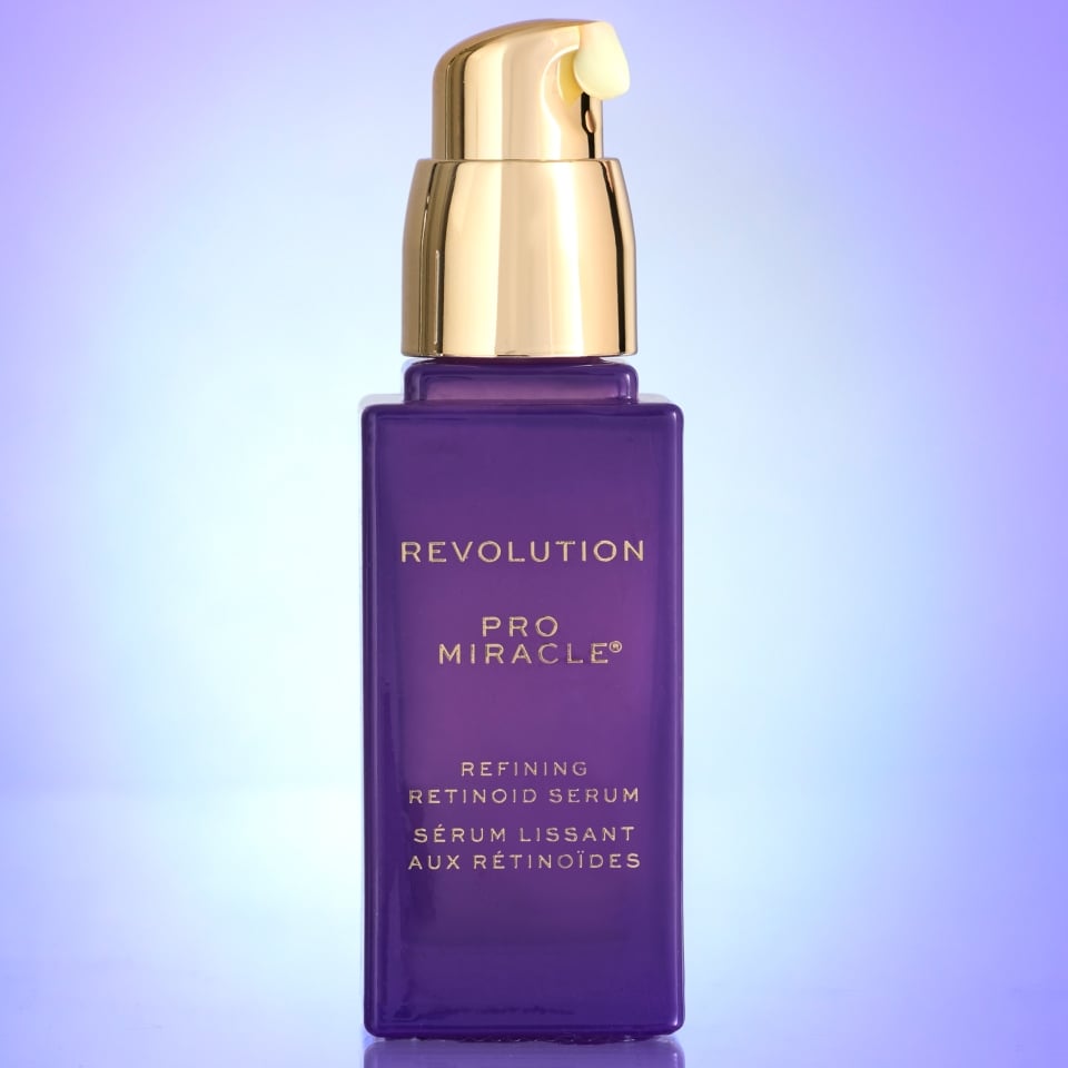 image of Revolution's Pro Miracle Retinoid Serum on a lilac background