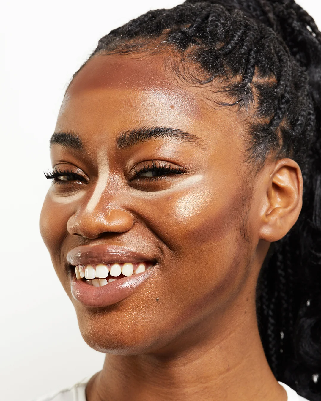 A close-up of a person smiling