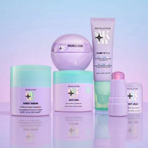 image of Revolution's new Korean Inspired Beauty range on a purple background
