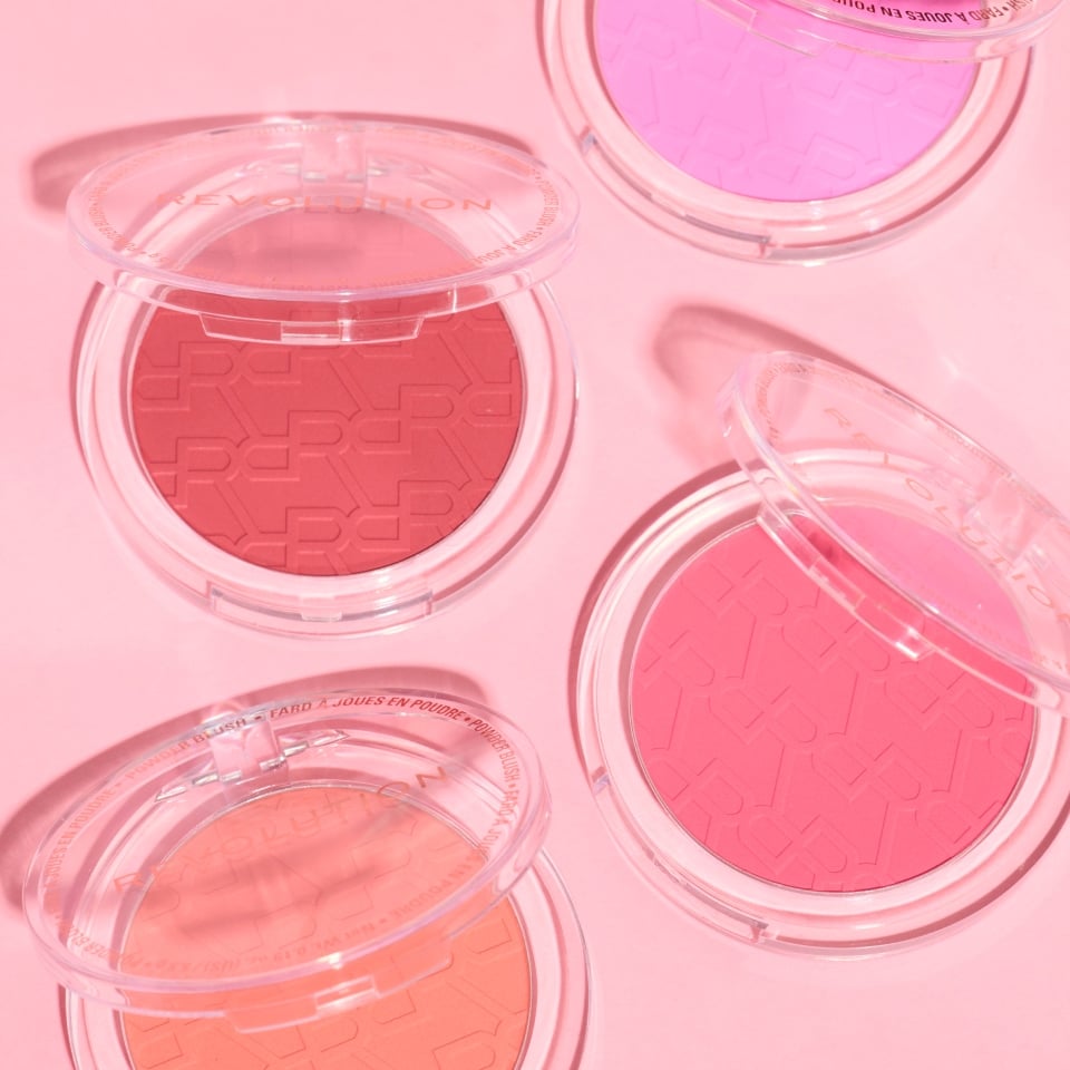 image of Revolution's blushers on a pink background